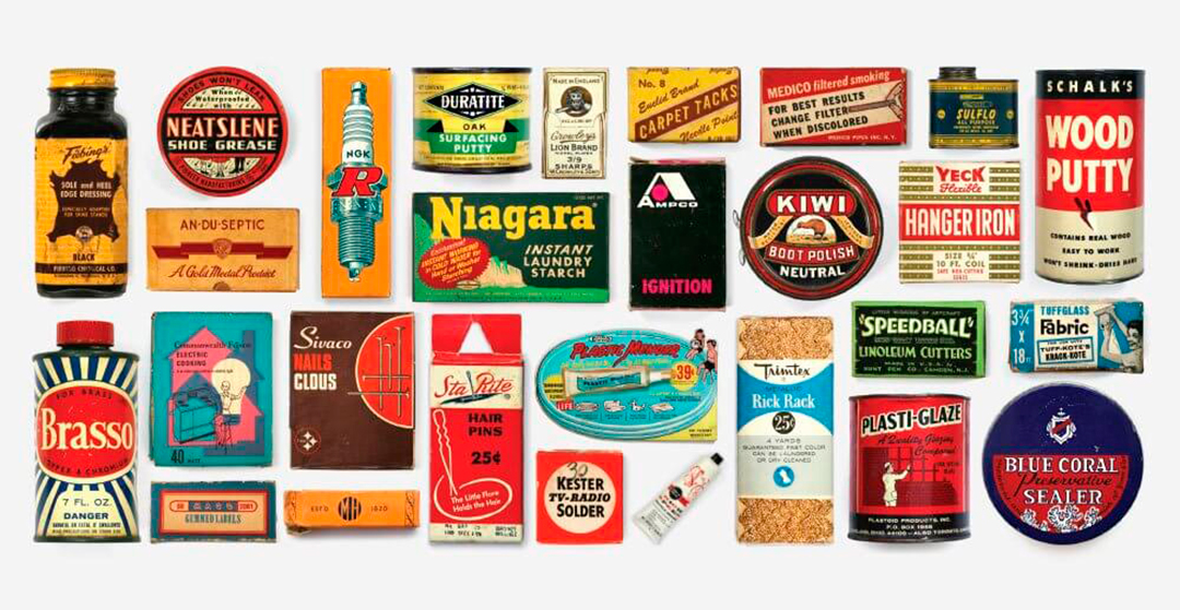 Old product. Vintage Pack. Vintage package American. Packaging product for Niagara. Wood Putty.